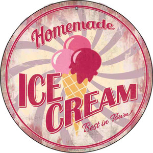 Homemade Ice Cream Wholesale Novelty Metal Circular Sign C-851