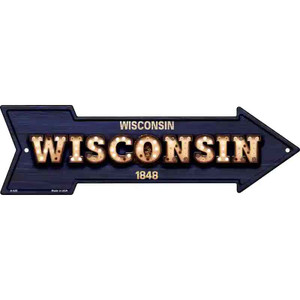 Wisconsin Bulb Lettering With State Flag Wholesale Novelty Arrow Sign