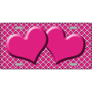 Pink White Quatrefoil Hot Pink Center Hearts Wholesale Metal Novelty License Plate