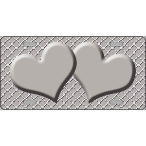 Grey White Quatrefoil Grey Center Hearts Wholesale Metal Novelty License Plate