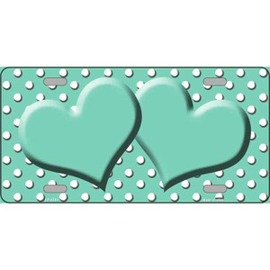 Mint White Polka Dot Center Hearts Wholesale Metal Novelty License Plate