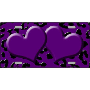 Purple Black Cheetah Purple Center Hearts Wholesale Metal Novelty License Plate