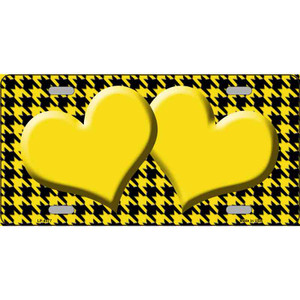 Yellow Black Houndstooth Yellow Center Hearts Wholesale Metal Novelty License Plate