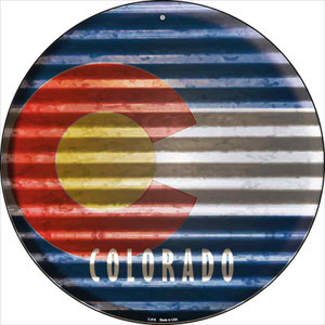 Colorado Flag Corrugated Effect Wholesale Novelty Circular Sign C-916
