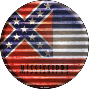 Mississippi Flag Corrugated Effect Wholesale Novelty Circular Sign C-934