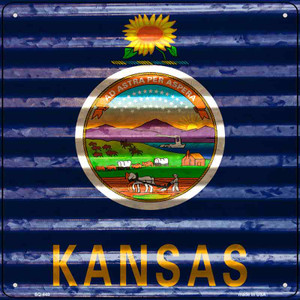 Kansas Flag Corrugated Effect Wholesale Novelty Square Sign