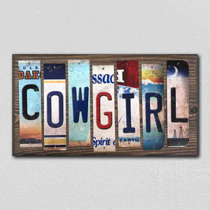 Cowgirl Wholesale Novelty License Plate Strips Wood Sign WS-462