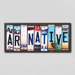 AR Native Wholesale Novelty License Plate Strips Wood Sign