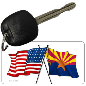 Arizona / USA Crossed Flags Wholesale Novelty Metal Key Chain