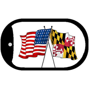 Maryland / USA Crossed Flags Wholesale Novelty Metal Dog Tag Necklace