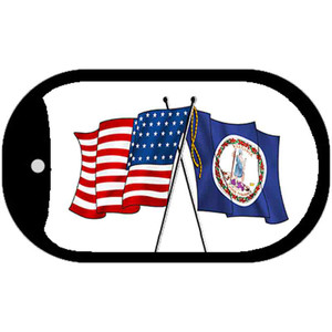 Virginia / USA Crossed Flags Wholesale Novelty Metal Dog Tag Necklace