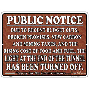 Light At The End Wholesale Metal Novelty Parking Sign