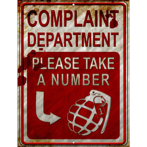 Complaint Department Take A Number Wholesale Novelty Metal Parking Sign