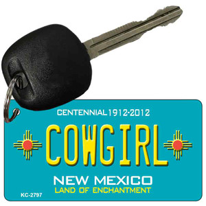 Cowgirl Teal New Mexico Wholesale Novelty Metal Key Chain