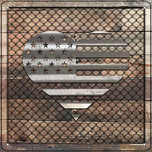 Corrugated American Flag Heart on Wood Wholesale Novelty Metal Square Sign
