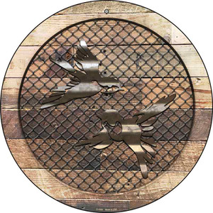 Corrugated Little Birds on Wood Wholesale Novelty Metal Circular Sign C-1036