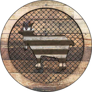 Corrugated Goat on Wood Wholesale Novelty Metal Circular Sign C-1047