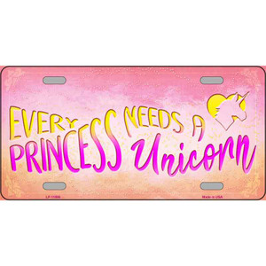 Princess and Unicorn Wholesale Novelty Metal License Plate