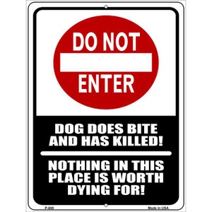 Do Not Enter Dog Bites Wholesale Metal Novelty Parking Sign