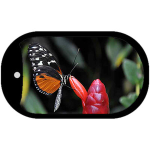 Butterfly on Red Flower Wholesale Novelty Metal Dog Tag Necklace