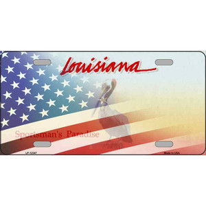 Louisiana with American Flag Wholesale Novelty Metal License Plate
