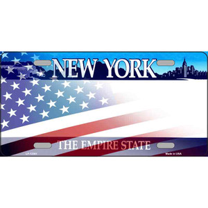 New York with American Flag Wholesale Novelty Metal License Plate