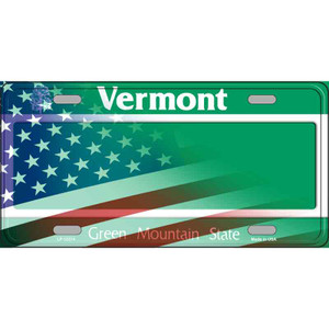 Vermont with American Flag Wholesale Novelty Metal License Plate