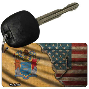 New Jersey/American Flag Wholesale Novelty Metal Key Chain