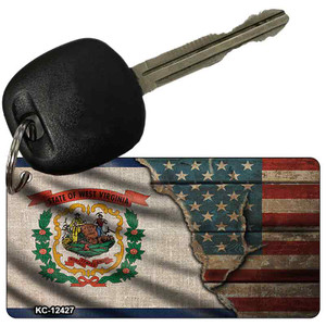 West Virginia/American Flag Wholesale Novelty Metal Key Chain