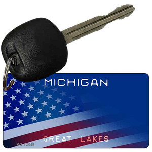 Michigan Great Lakes Plate American Flag Wholesale Novelty Metal Key Chain