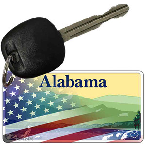 Alabama with American Flag Wholesale Novelty Metal Key Chain KC-12475