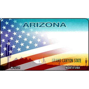 Arizona with American Flag Wholesale Novelty Metal Magnet M-12331