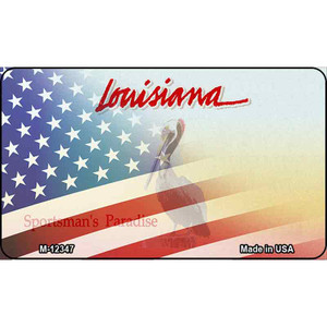 Louisiana with American Flag Wholesale Novelty Metal Magnet M-12347