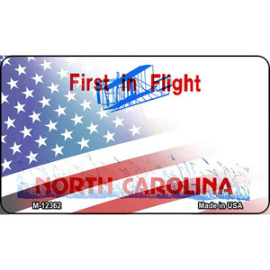 North Carolina with American Flag Wholesale Novelty Metal Magnet M-12362