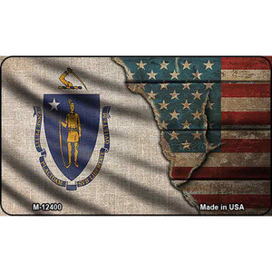 Massachusetts/American Flag Wholesale Novelty Metal Magnet M-12400