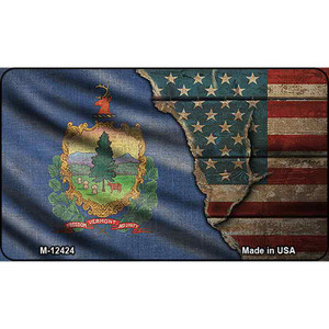 Vermont/American Flag Wholesale Novelty Metal Magnet M-12424