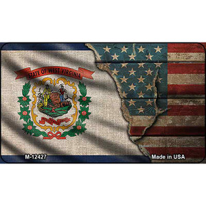 West Virginia/American Flag Wholesale Novelty Metal Magnet M-12427