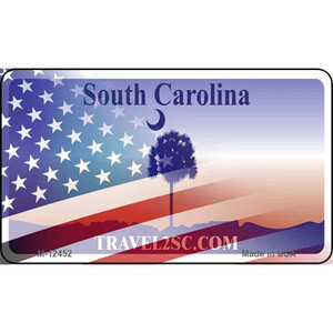 South Carolina with American Flag Wholesale Novelty Metal Magnet M-12452