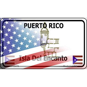 Puerto Rico with American Flag Wholesale Novelty Metal Magnet M-12479