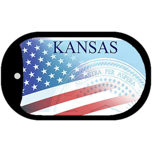 Kansas with American Flag Wholesale Novelty Metal Dog Tag Necklace