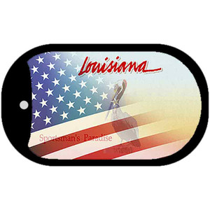 Louisiana with American Flag Wholesale Novelty Metal Dog Tag Necklace