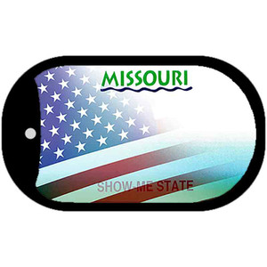Missouri with American Flag Wholesale Novelty Metal Dog Tag Necklace