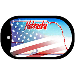 Nebraska with American Flag Wholesale Novelty Metal Dog Tag Necklace