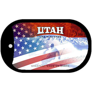 Utah with American Flag Wholesale Novelty Metal Dog Tag Necklace