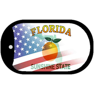 Florida with American Flag Wholesale Novelty Metal Dog Tag Necklace DT-12446