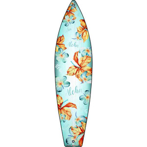 Aloha With Hibiscus Flowers Wholesale Novelty Metal Surfboard Sign