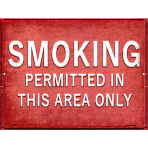 Smoking Permitted in This Area Only Wholesale Novelty Metal Parking Sign