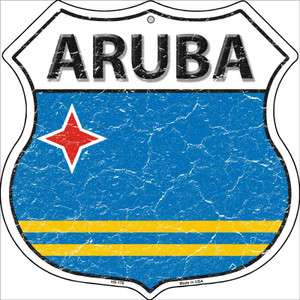 Aruba Country Flag Highway Shield Wholesale Metal Sign