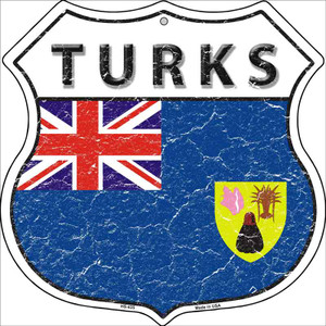 Turks Country Flag Highway Shield Wholesale Metal Sign
