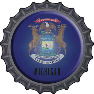 Michigan State Flag Wholesale Novelty Metal Bottle Cap Sign